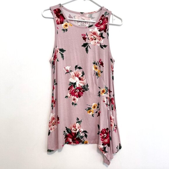 TORRID 00 Plus Size Super Soft Lilac Floral Asymmetric Tank Lavender Purple Top - Picture 2 of 16